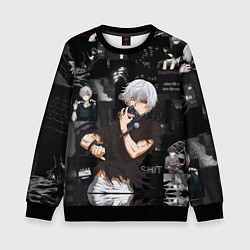 Свитшот детский Грустный Канеки Токийский Гуль Tokyo Ghoul, цвет: 3D-черный