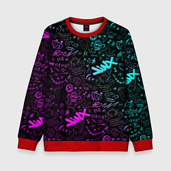 Свитшот детский League Of Legends - Arcane неон логотипы, цвет: 3D-красный