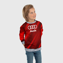Свитшот детский Audi red полосы, цвет: 3D-меланж — фото 2