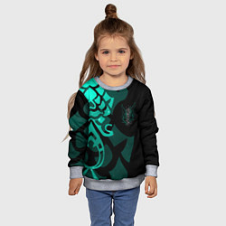 Свитшот детский МАСКА И ТАТУИРОВКА СЯО XIAO ГЕНШИН, цвет: 3D-меланж — фото 2