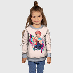 Свитшот детский Итадори и Рёмен арт, цвет: 3D-меланж — фото 2