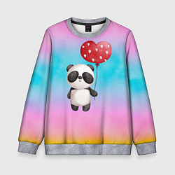 Свитшот детский Маленькая панда с сердечком, цвет: 3D-меланж