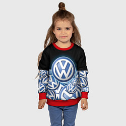 Свитшот детский Volkswagen Большое лого паттерн, цвет: 3D-красный — фото 2