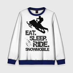 Свитшот детский EAT SLEEP RIDE SNOWMOBILE, цвет: 3D-синий