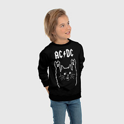 Свитшот детский AC DC, Рок кот, цвет: 3D-черный — фото 2
