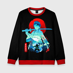 Свитшот детский Танджиро Комадо Силуэт Клинок рассекающий демонов, цвет: 3D-красный