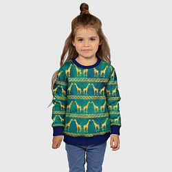 Свитшот детский Золотые жирафы паттерн, цвет: 3D-синий — фото 2