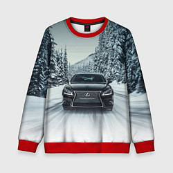 Свитшот детский Лексус - зимняя дорога!, цвет: 3D-красный