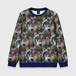 Свитшот детский Волки клипарт wolfs, цвет: 3D-синий