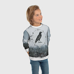 Свитшот детский ВОРОН НА РУНАХ РУНЫ, цвет: 3D-белый — фото 2