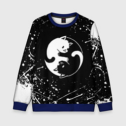 Свитшот детский ИНЬ ЯНЬ КОТИКИ БРЫЗГИ И НИЧЕГО ЛИШНЕГО, цвет: 3D-синий