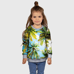 Свитшот детский Пальмы под солнцем, цвет: 3D-меланж — фото 2