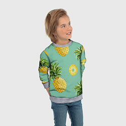 Свитшот детский Большие ананасы, цвет: 3D-меланж — фото 2