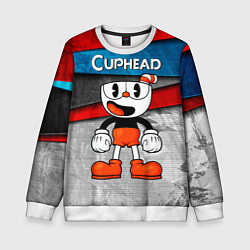 Свитшот детский Cuphead Красная чашечка, цвет: 3D-белый