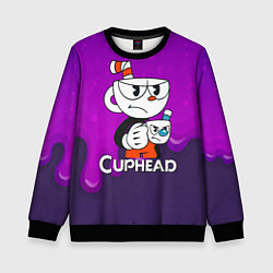 Свитшот детский Недовольная чашечка cuphead, цвет: 3D-черный