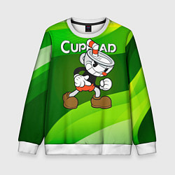 Свитшот детский Хитрая чашечка cuphead, цвет: 3D-белый