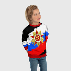 Свитшот детский 9 МАЯ ДЕНЬ ПОБЕДЫ ФЛАГ РОССИИ КРАСКОЙ, цвет: 3D-красный — фото 2