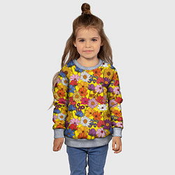 Свитшот детский Цветочки-лютики на желтом фоне, цвет: 3D-меланж — фото 2