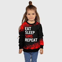 Свитшот детский Eat Sleep Sims Repeat Краска, цвет: 3D-черный — фото 2