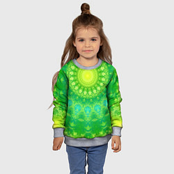 Свитшот детский Желто-зеленая мандала, цвет: 3D-меланж — фото 2