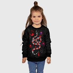 Свитшот детский Змея в Красном Космосе Space Snake, цвет: 3D-черный — фото 2