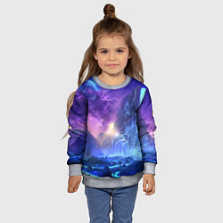 Свитшот детский Фантастический пейзаж Водопад Неон, цвет: 3D-меланж — фото 2