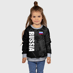 Свитшот детский RUSSIA - BLACK EDITION, цвет: 3D-меланж — фото 2