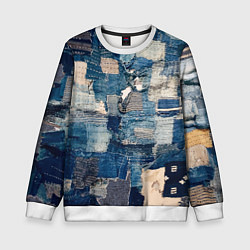 Свитшот детский Patchwork Jeans Осень Зима 2023, цвет: 3D-белый
