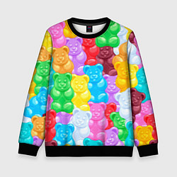 Свитшот детский Мармеладные мишки разноцветные, цвет: 3D-черный