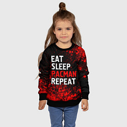 Свитшот детский Eat Sleep Pacman Repeat Арт, цвет: 3D-черный — фото 2