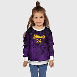 Свитшот детский Lakers 24 фиолетовое пламя, цвет: 3D-белый — фото 2