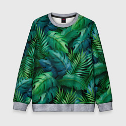 Свитшот детский Green plants pattern, цвет: 3D-меланж