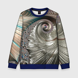 Свитшот детский Fractal pattern Spiral Серебристый фрактал спираль, цвет: 3D-синий