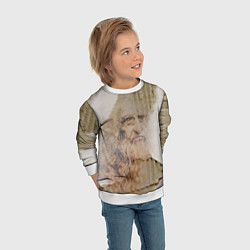 Свитшот детский Леонардо да Винчи Автопортрет на разорванном гофри, цвет: 3D-белый — фото 2