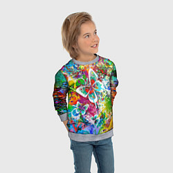 Свитшот детский Яркое безумие Бабочки, кляксы, граффити, цвет: 3D-меланж — фото 2
