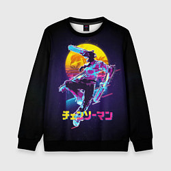 Свитшот детский CHAINSAW MAN on the background of the moon, цвет: 3D-черный