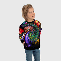 Свитшот детский Красочная фрактальная спираль Colorful fractal spi, цвет: 3D-черный — фото 2