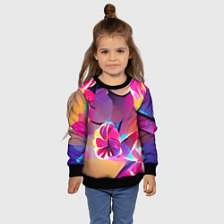 Свитшот детский Тропические краски Цветы, цвет: 3D-черный — фото 2