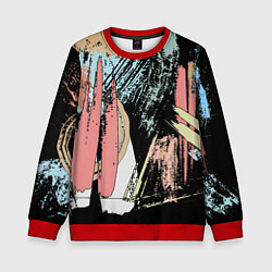 Свитшот детский Абстрактные мазки цветной краской abstraction, цвет: 3D-красный