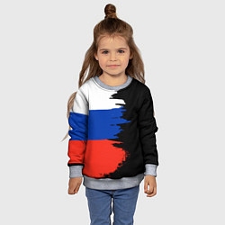 Свитшот детский Российский триколор на темном фоне, цвет: 3D-меланж — фото 2