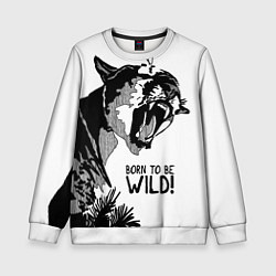 Свитшот детский Born to be wild! Cougar, цвет: 3D-белый