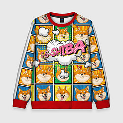 Свитшот детский Pop art shiba inu, цвет: 3D-красный