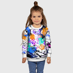Свитшот детский Брызги и мазки разноцветных красок на белом фоне, цвет: 3D-белый — фото 2