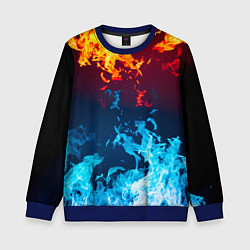Свитшот детский Лед и Пламя Борьба стихий, цвет: 3D-синий