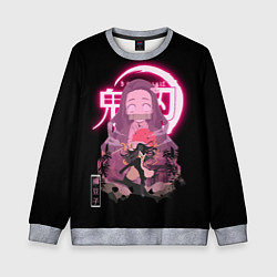 Свитшот детский НЕЗУКО КЛИНОК, РАССЕКАЮЩИЙ ДЕМОНОВ NEZUKO, цвет: 3D-меланж