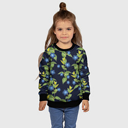 Свитшот детский Цветы Барвинок, цвет: 3D-черный — фото 2