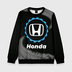 Свитшот детский Honda в стиле Top Gear со следами шин на фоне, цвет: 3D-черный