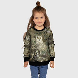Свитшот детский Сова на абстрактном коричневом фоне, цвет: 3D-черный — фото 2