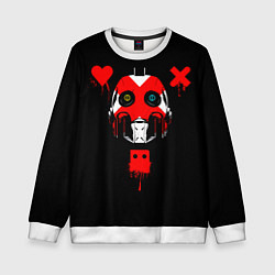 Детский свитшот Love death and robots белый робот c крестом на лиц