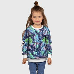 Свитшот детский Разноцветные Листья Пальм, цвет: 3D-белый — фото 2
